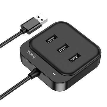 Hub USB Hoco HB31, Multiport, USB-A la 4 X USB-A 2.0, 4 in 1, 20cm - Negru