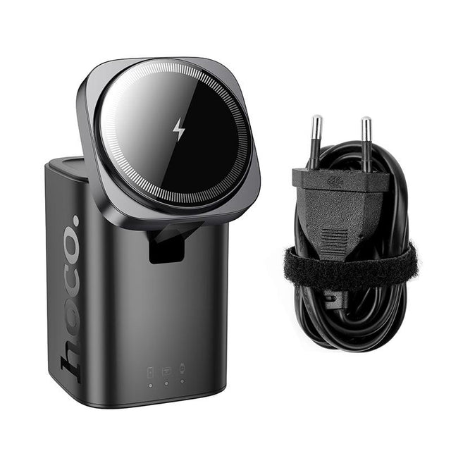 Statie Incarcare Wireless Hoco CQ20A, 2x USB-C, USB, 65W, Qi Charging, Stand, 6in1 - Negru