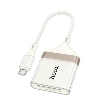 Cititor de Carduri 2-in-1 Hoco UA40A, SD/TF, cu Conector USB-C, 480Mbps - Alb