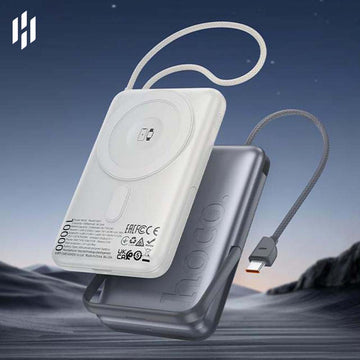 Baterie externa Hoco Q43, 10.000mAh Wireless, 2xPD20W + Stand Incarcare - Argintiu