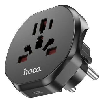 Adaptor Hoco AC6, Convertor Priza, Universal, EU Plug - Negru