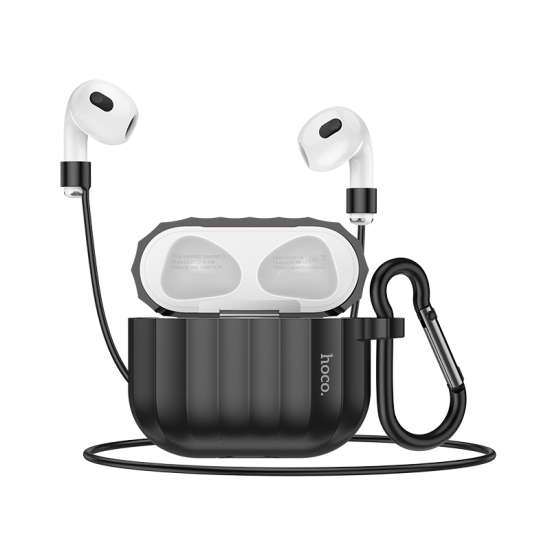 Husa Hoco WB22 din Silicon pentru AirPods 3, cu Snur - Negru
