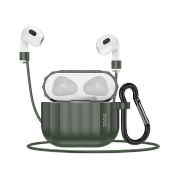 Husa Hoco WB22 din Silicon pentru AirPods 3, cu Snur - Verde Inchis