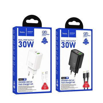 Incarcator Retea Hoco N63, PD20W, 1xUSB-C, 1xUSB-A - Negru