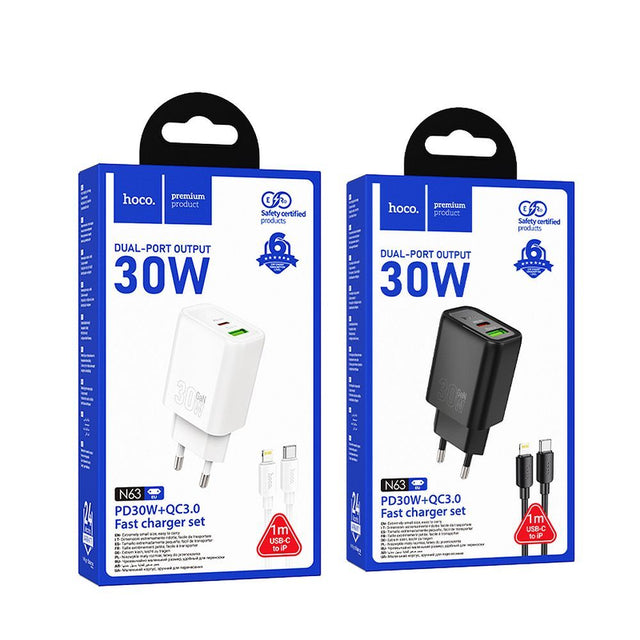 Incarcator Retea Hoco N63, PD20W, 1xUSB-C, 1xUSB-A - Negru