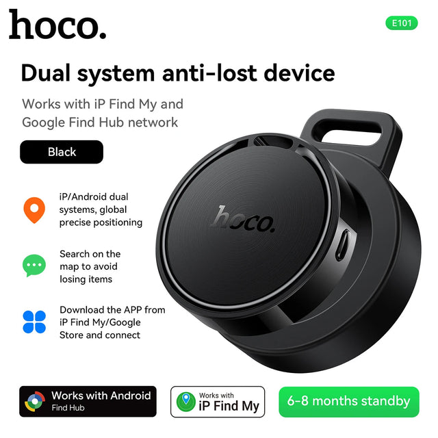 Hoco E101, Dispozitiv TAG, BT, Dual - IOS / Android | Black