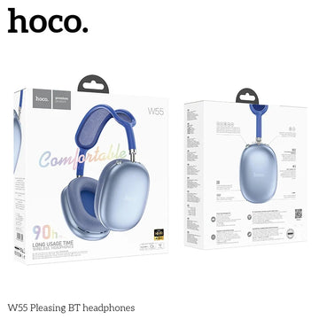 Casti Wireless Hoco W55, Over Ear, BT 5.4, 90h StandBy, TF Card - Albastru
