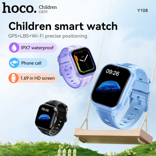 Ceas SmartWatch Hoco Y108 4G, pentru Copii, BT 5.0, Multifunction + Telefon, NanoSIM - Alb