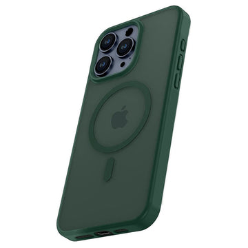 Husa Fashion pentru iPhone 15 Plus, MagSafe Color, Frosted - Gri / Verde