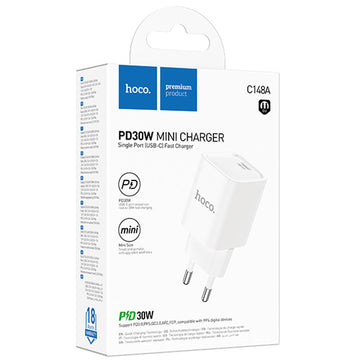 Incarcator Retea Hoco C148A, PD30W, 1xUSB-C, FastCharge - Alb
