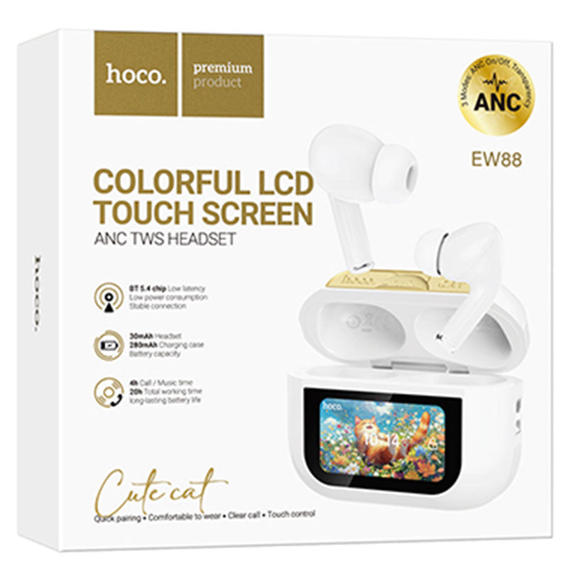Hoco (EW88) - Casti Wireless, 300 mAh, ANC + funcții multiPhonele, White