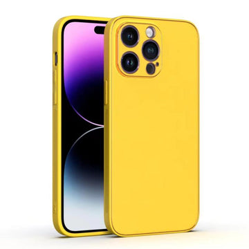 Husa Yolo pentru iPhone 14 Pro Max, Piele ecologica, TPU Edge - Galben