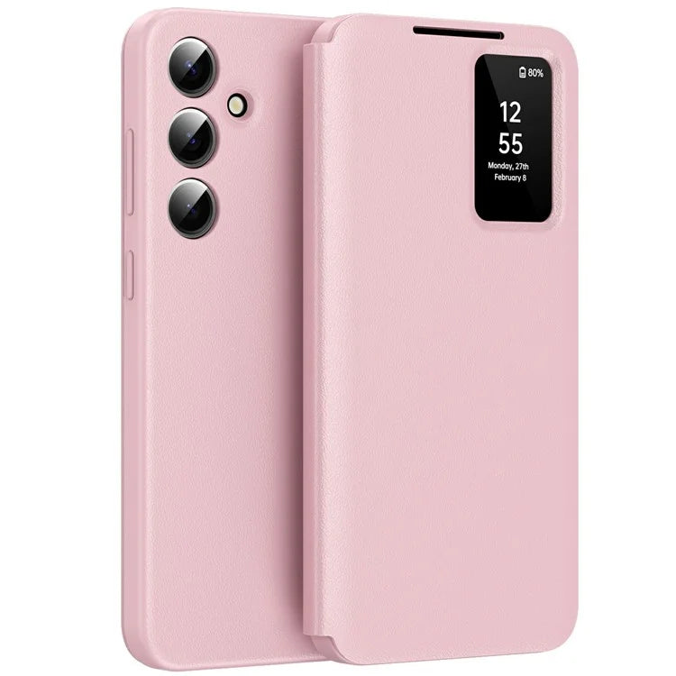 Husa Flip Smart - Samsung S25 Edge, Magnetic View, Wallet, Rose Pink