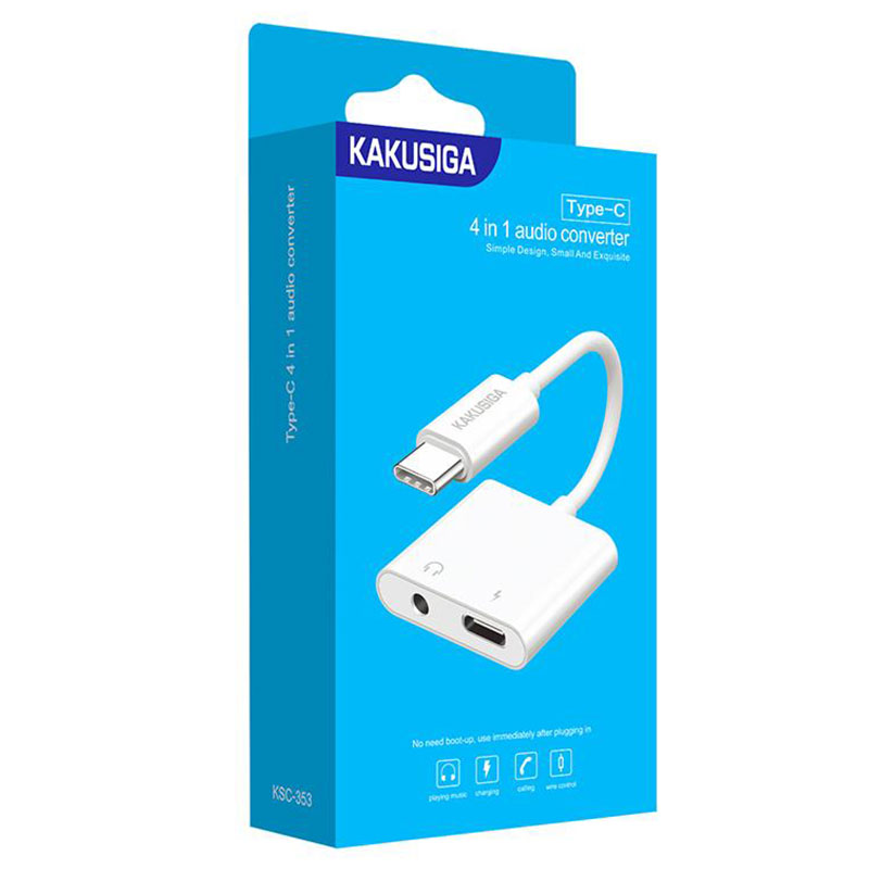 Cablu Audio / Incarcare Kaku KSC-353, USB-C la Jack 3.5mm F, 12cm - Alb