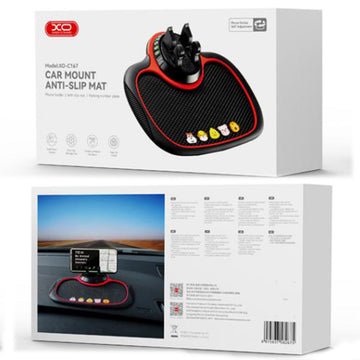 Suport Telefon + Numar de Parcare Temporar XO C167, Pad Auto Antialunecare + Suport Telefon + Numar de Parcare Temporar - Rosu / Negru