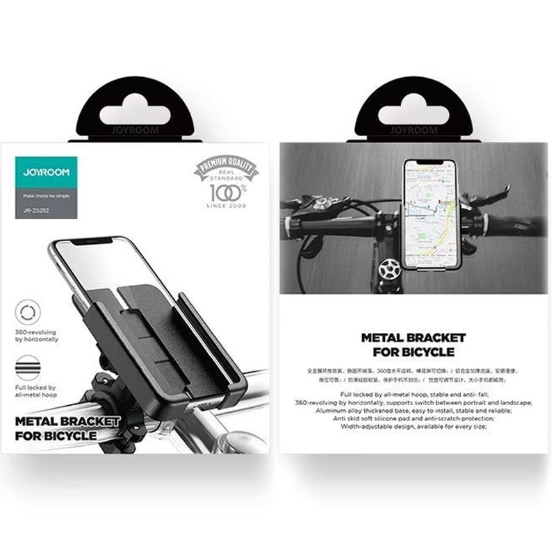 Suport Moto/Bike Joyroom JR-ZS252, cu Cleme Laterale, Montaj Ghidon, MultiAngle, Metallic - Negru