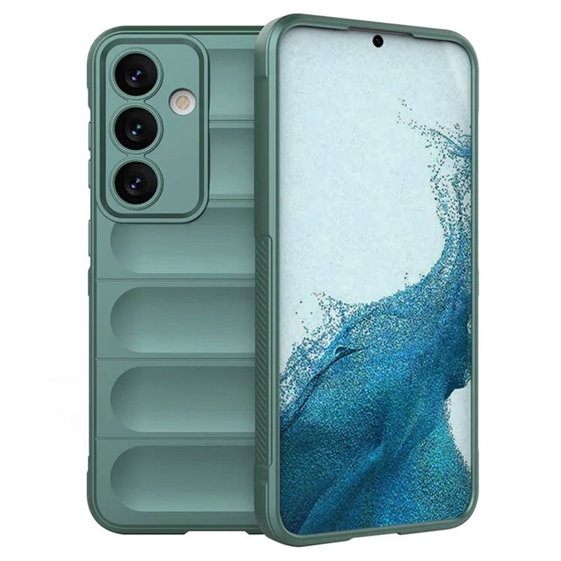 Husa Wave - Samsung Galaxy S25 Edge, Grip Microfiber, ShockProof, Deep Green