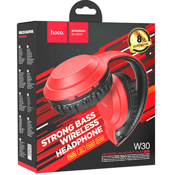 Casti Wireless Hoco W30, Over Ear, BT 5.0, 200h StandBy, Gaming, Fun Move - Rosu