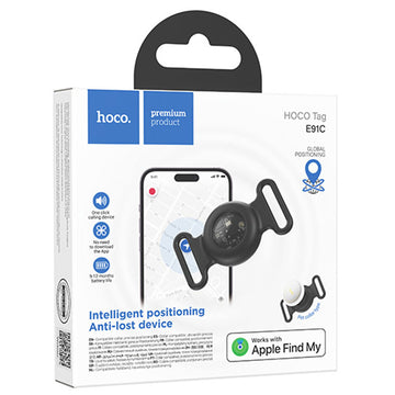 Hoco E91C, Dispozitiv tiP AirTag, Zgarda Animale, Apple Find My, Certificat MFi - Alb