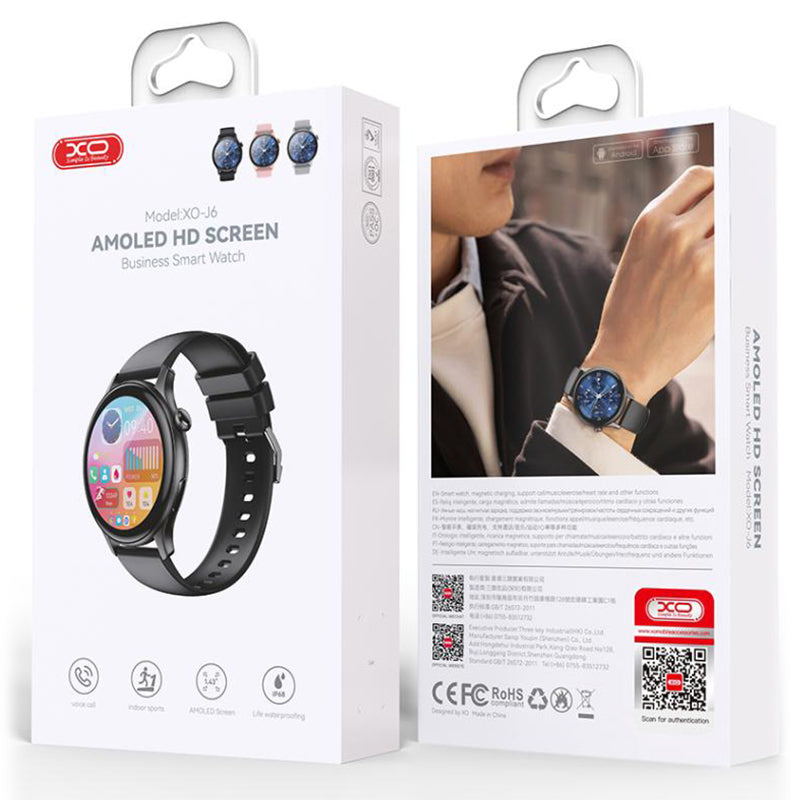 XO (J6) - Ceas SmartWatch, Amoled, BT 5.0, 260mAh, Chen Shuo, Round Sport, Black