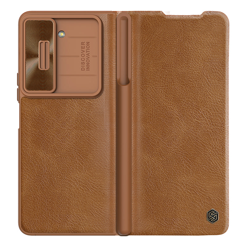 Husa Nillkin, pentru Samsung Z Fold5, Qin Leather, PC Leather, BROWN