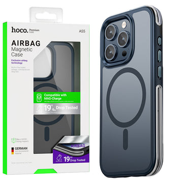 Husa Hoco AS5 pentru iPhone 15 Pro Max, MagSafe, Grip honeEdge, Frosted - Albastru