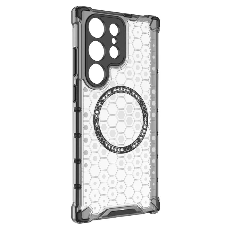 Husa HoneyComb - Samsung S24 Ultra, Magnet MagCase, AntiDrOppo Corners, White
