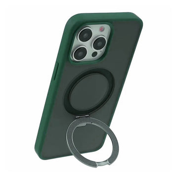 Husa Mike'S pentru iPhone 15 Pro, AntiDrop, cu MagSafe, Inel Stand - Gri / Verde