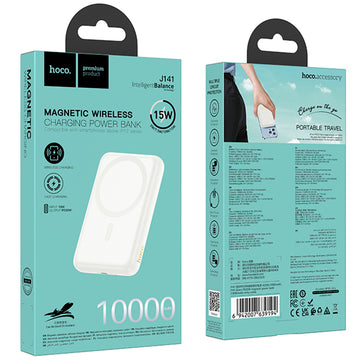 Baterie externa Hoco J141, Wireless, PD20W, 1xUSB-C 10000mAh - Alb laptos