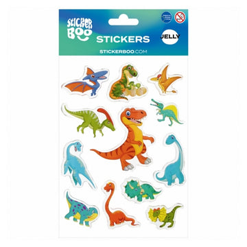 Abtibilduri - dinozauri, 15x20cm, set 12 buc, Sticker Boo, 537778, +4 ani