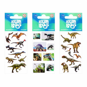 Abtibilduri - dinozauri, 6.6x18cm, set 8 sau 9 buc, Sticker Boo, 517764, +4 ani
