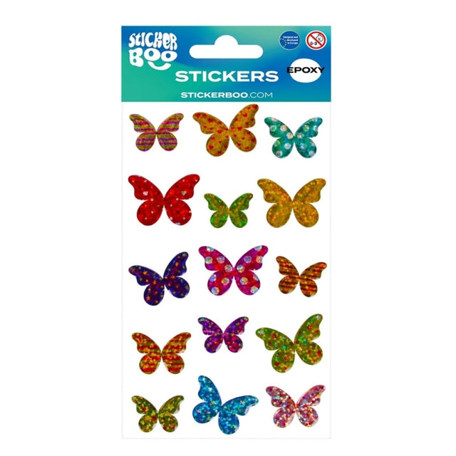 Abtibilduri - fluturi, set 15 buc, Sticker Boo, 537781, +4 ani