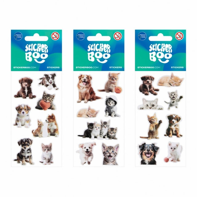 Abtibilduri - pisicute si catei, set 7-8 buc, Sticker Boo, 550331