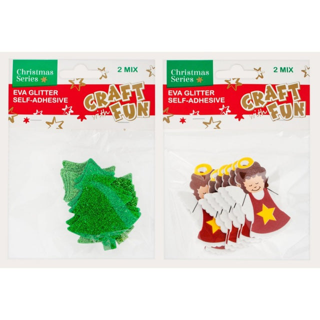 Accesorii craft - brad / inger, cu sclipici, buretat, 12x17x3 cm, Craft with Fun