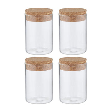 Accesorii creatie - borcan sticla, 5x3cm, cu capac pluta, Colorarte, set 4 buc