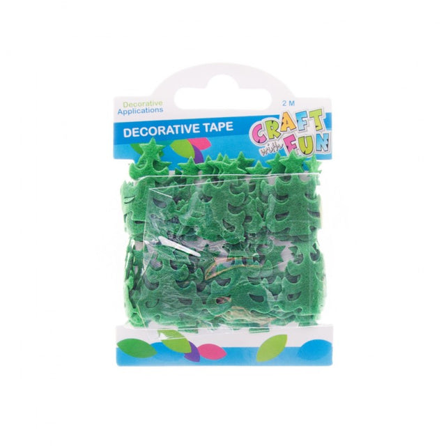Banda decorativa - brad, 3cm x 2m, fetru, verde, Craft with Fun, Decorative Tape, 463512