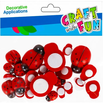 Accesorii creatie - buburuze plastic, diverse dimensiuni, set 28 buc, 10x13 cm, Craft with Fun, 501442