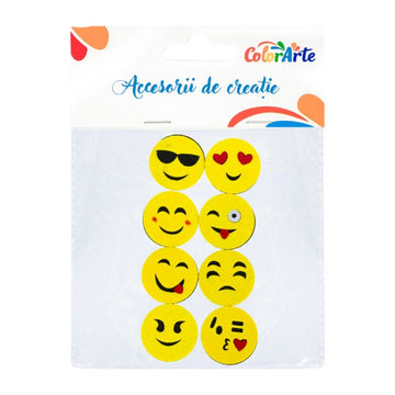 Accesorii creatie - fete zambitoare fetru, set 8 buc, 5cm, Colorarte, MTCR-EA524