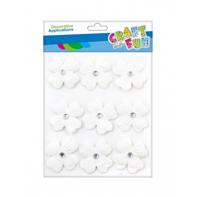 Accesorii creatie - flori fetru, alb, autoadezive, set 9 buc, Craft with Fun, 463857