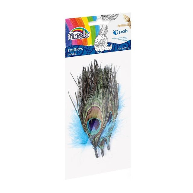 Accesorii creatie - pene, 14-16cm, paun, set 3 buc, Fiorello, GR-FE018 / 170-2622