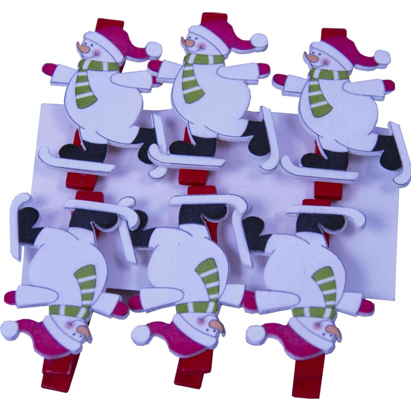 Accesorii creatie - lemn - carlig Om de zapada, colorat, 4.5cm, set 6 buc, Colorarte