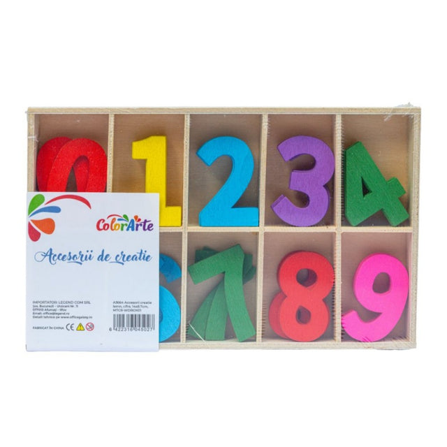 Accesorii creatie - lemn - cifre, 3cm, Colorarte MTCR-WDBOX01