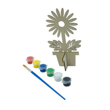 Accesorii creatie - lemn decupat - floare, +6 culori +pensula, pentru pictat, CNX, 21159-11