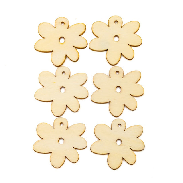 Accesorii creatie - lemn - floare, set 6 buc, Colorarte