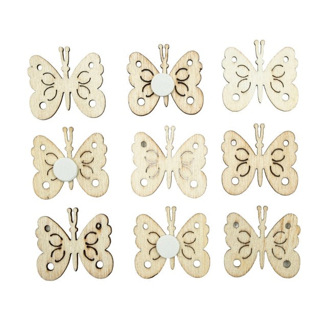 Accesorii creatie - lemn - fluturi, set 12 buc, Colorarte, cu adeziv