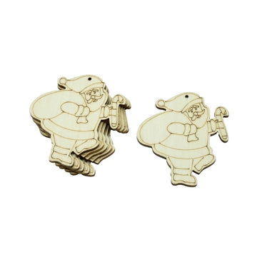 Accesorii creatie - lemn pirogravura - Mos Craciun, set 6 buc, CNX FS-MF