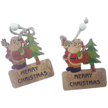 Accesorii creatie - lemn cu sfoara - Mos Craciun cu bradut, set 2 buc, Colorarte