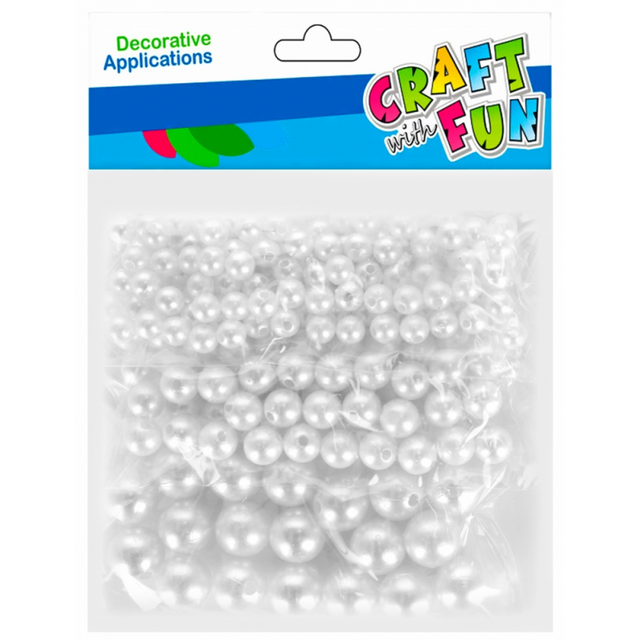 Accesorii craft - margele perle, 5-12mm, alb, set 175 buc, Craft with Fun, 501445