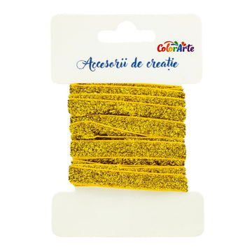 Accesorii creatie - panglica decorativa, aurie cu sclipici, 1cm x 3m, Colorarte MY037