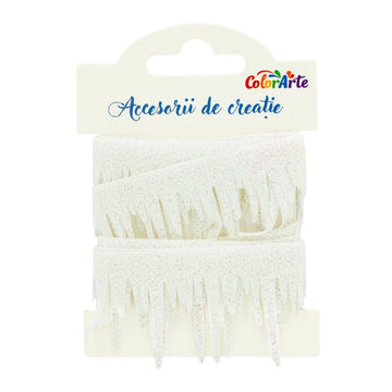 Accesorii creatie - panglica decorativa, turturi argintiu perlat, 4cm x 2m, Colorarte MY024